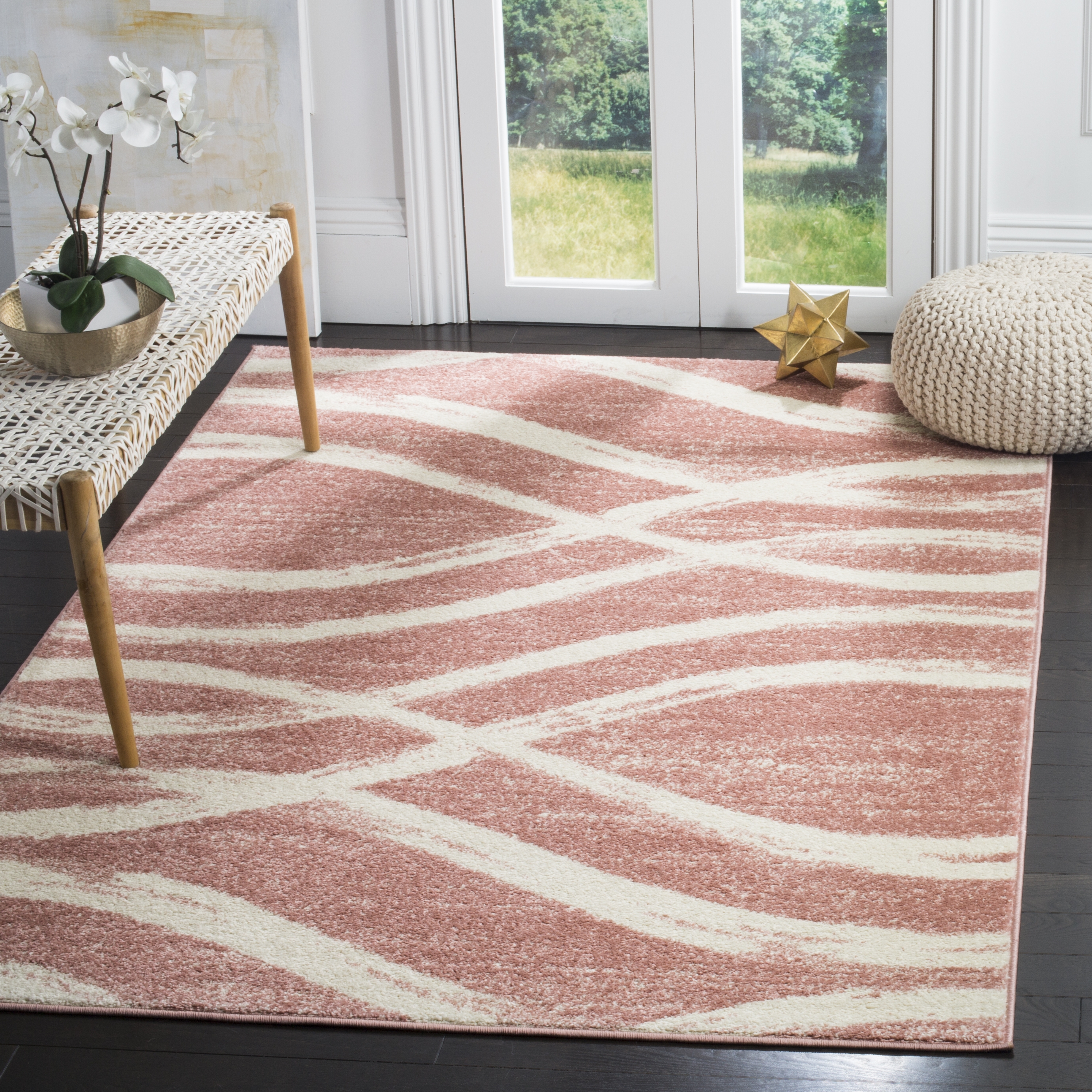 Arlo Home Woven Area Rug, ADR125Z, Rose/Cream,  8' X 10' - Image 1