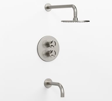 Tilden Thermostatic Cross-Handle Bathtub & Shower Faucet Set, Matte Black - Image 5