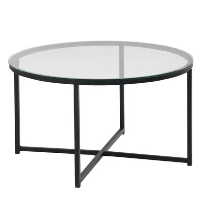 Coffee Table With Cross Brace Frame, For Living Room,Black - Image 0