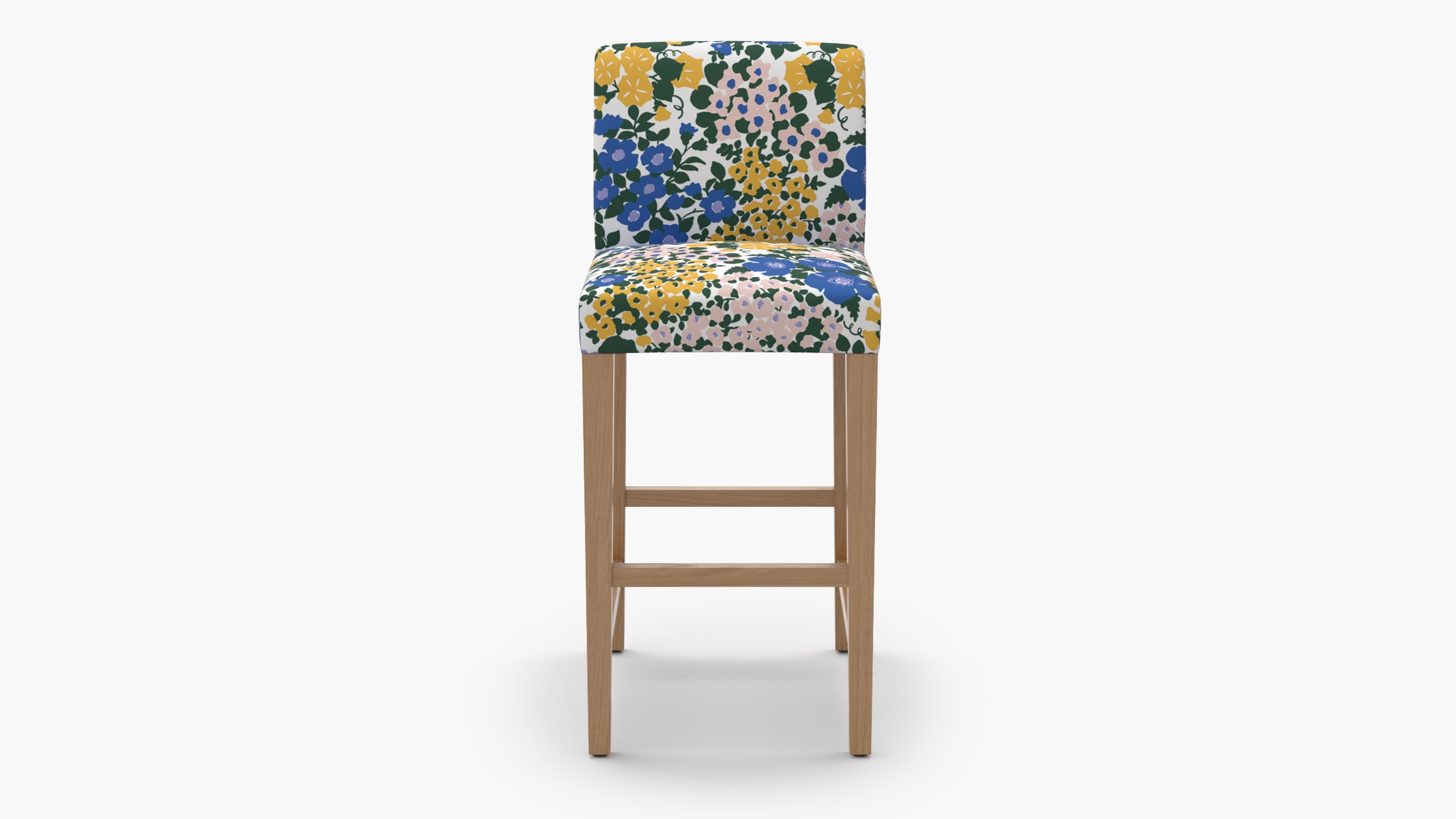Signature Dining Bar Stool, Lavender Million Flowers, Natural Square Tapered Leg - Image 0