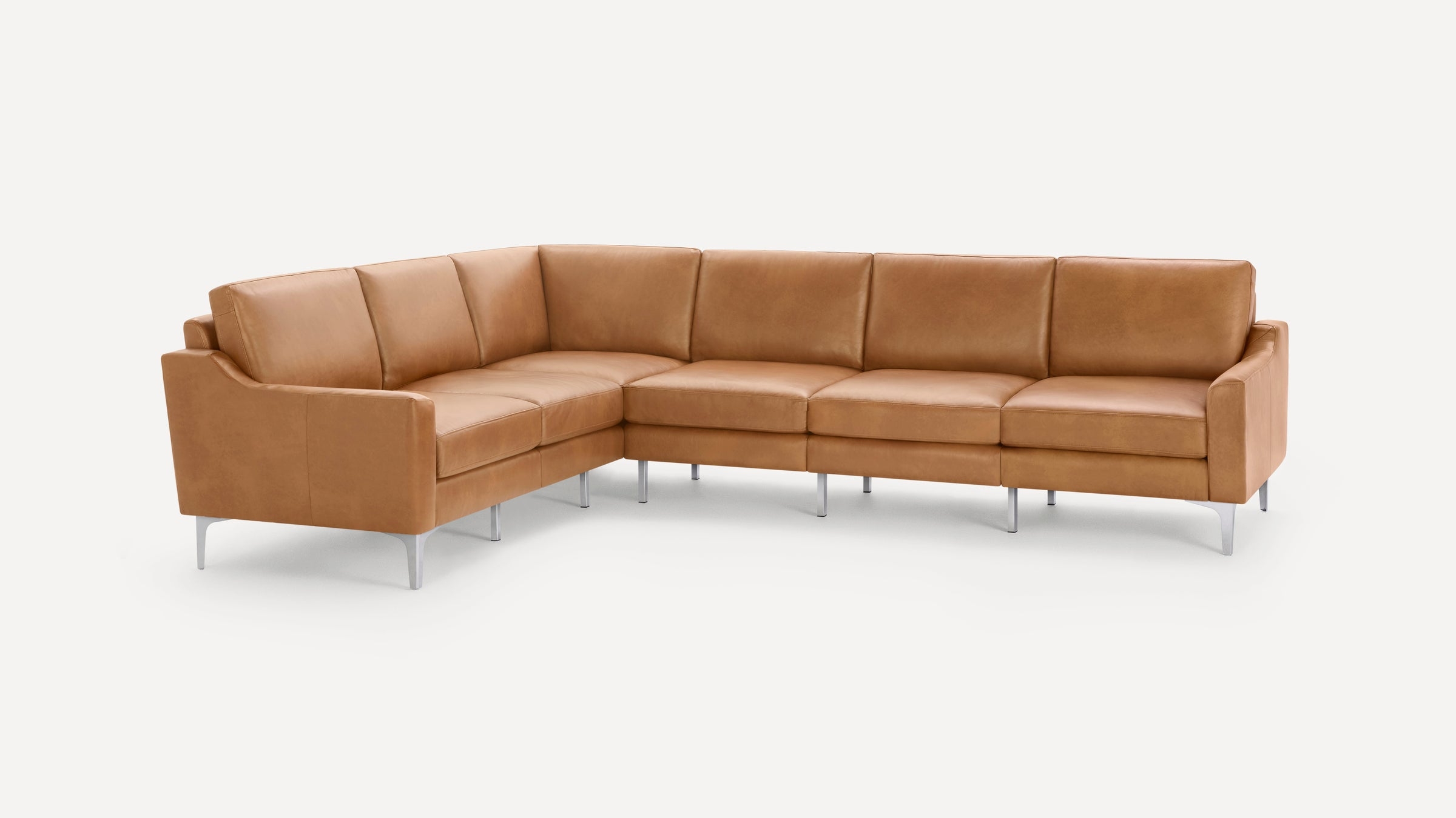 Nomad Leather 6-Seat Corner Sectional - Camel - Top Grain Leather / Black - Metal / Block - Image 9