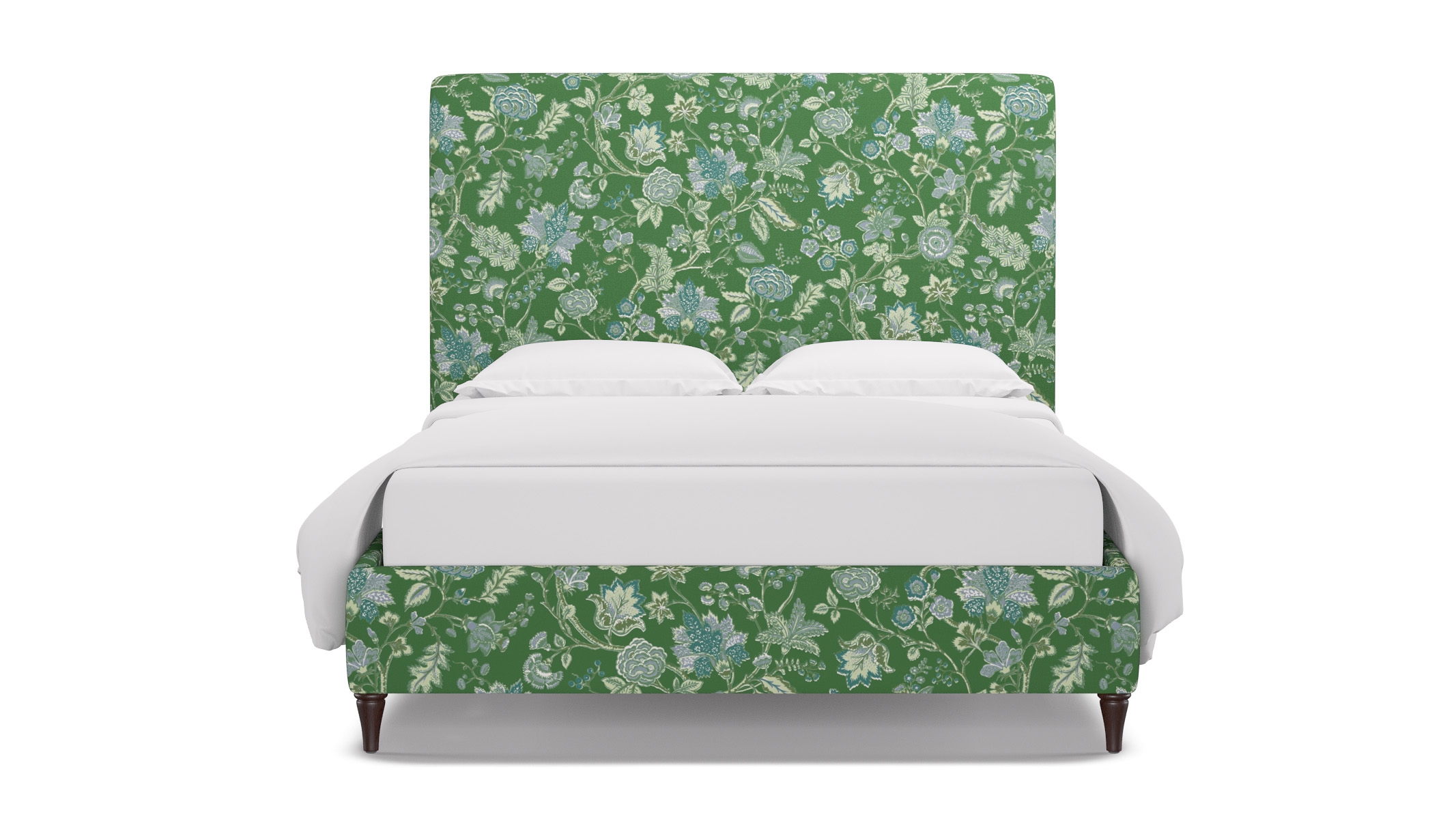 Classic Bed, Green La Vendee, Espresso Decorative Tapered Leg, Queen - Image 0