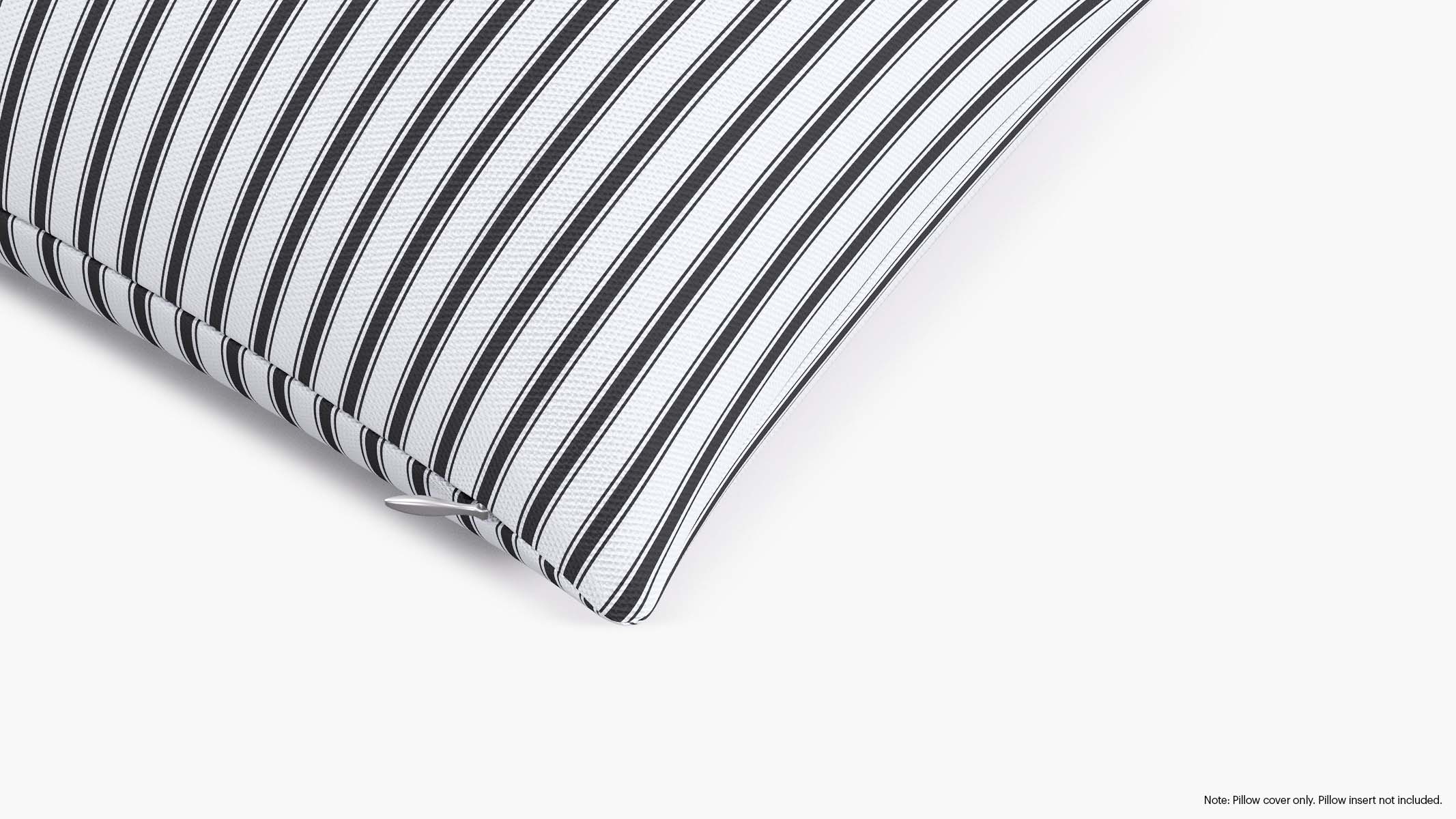 Throw Pillow Cover 14" x 20", Black Classic Ticking Stripe, 14" x 20" - Image 1