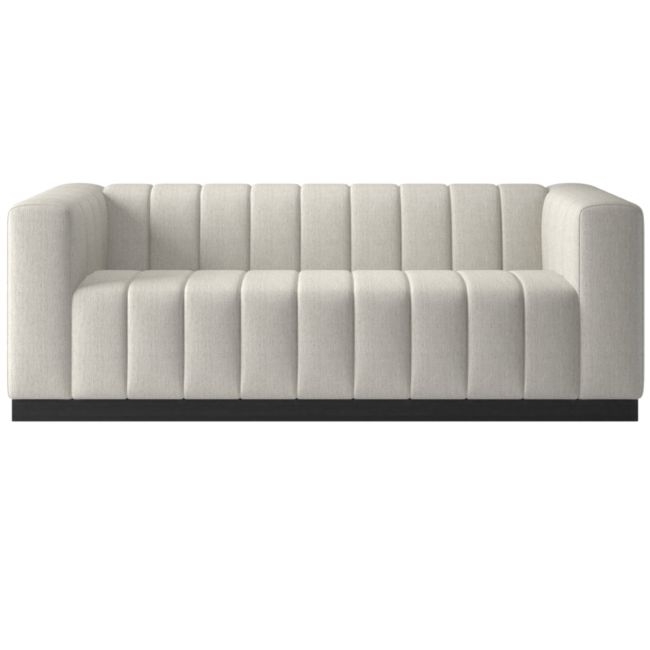 Forte 81" Channeled Sofa with Black Legs Nomad Snow - Image 0