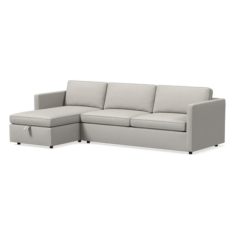 Harris 111" Left Multi Seat 2-Piece Chaise Sectional w/ Storage, Standard Depth, Performance Yarn Dyed Linen Weave, Frost Gray - Image 0