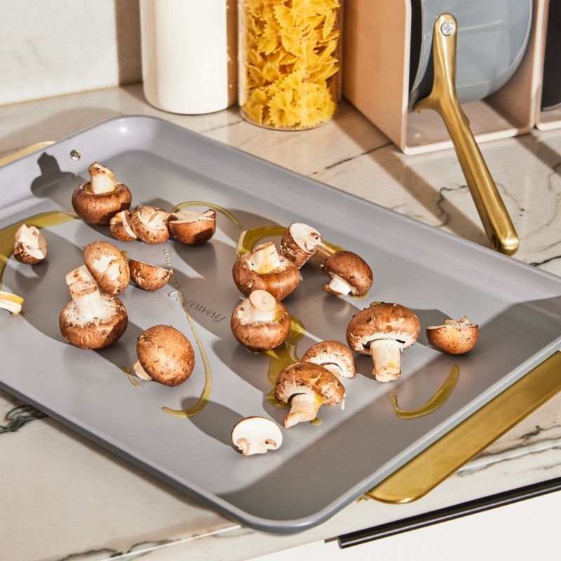 Caraway ® Graphite Ceramic Non-Stick 2-Piece Baking Sheet Duo with Gold Hardware - Image 1