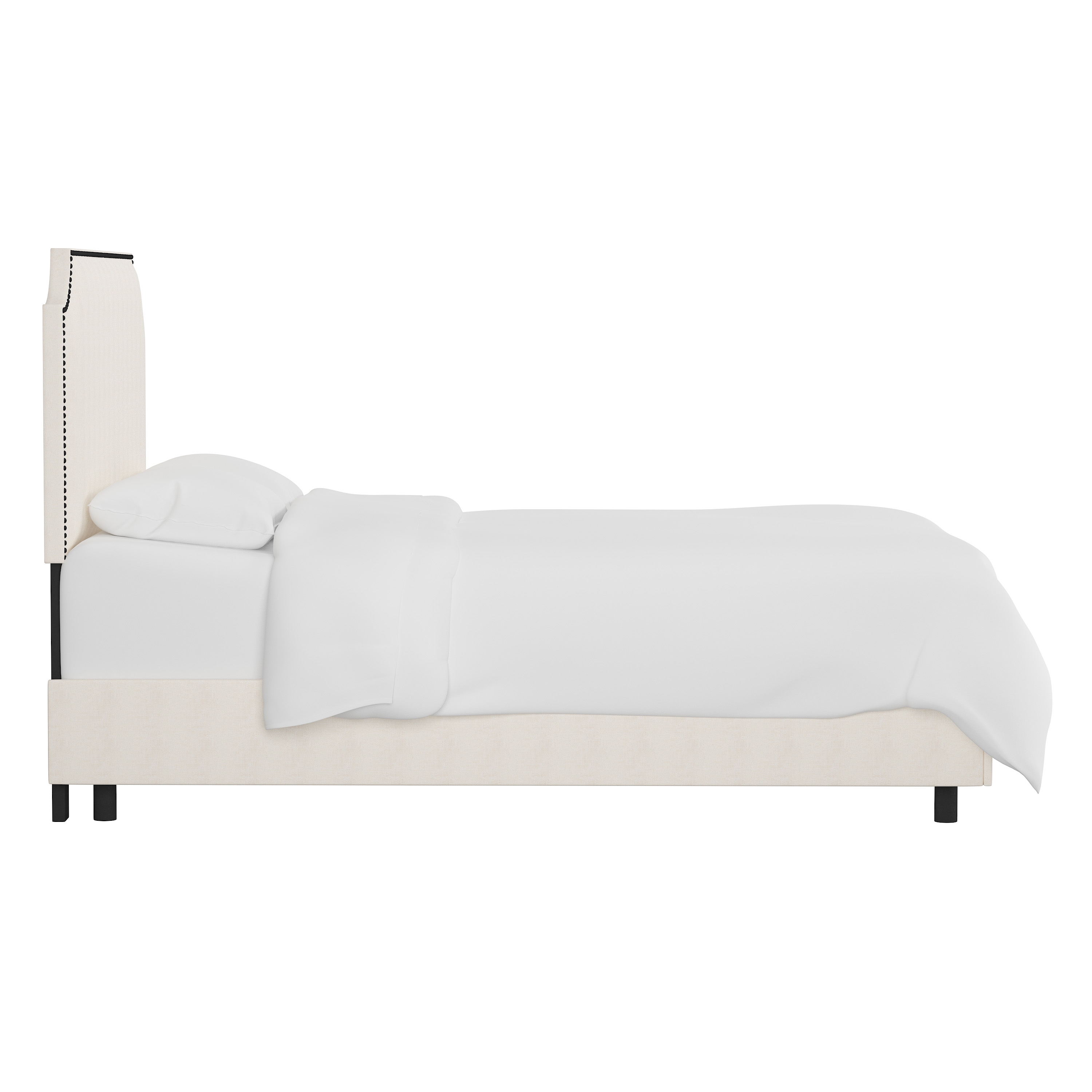 Hudson Bed, Full, White, Black Nailheads - Image 2