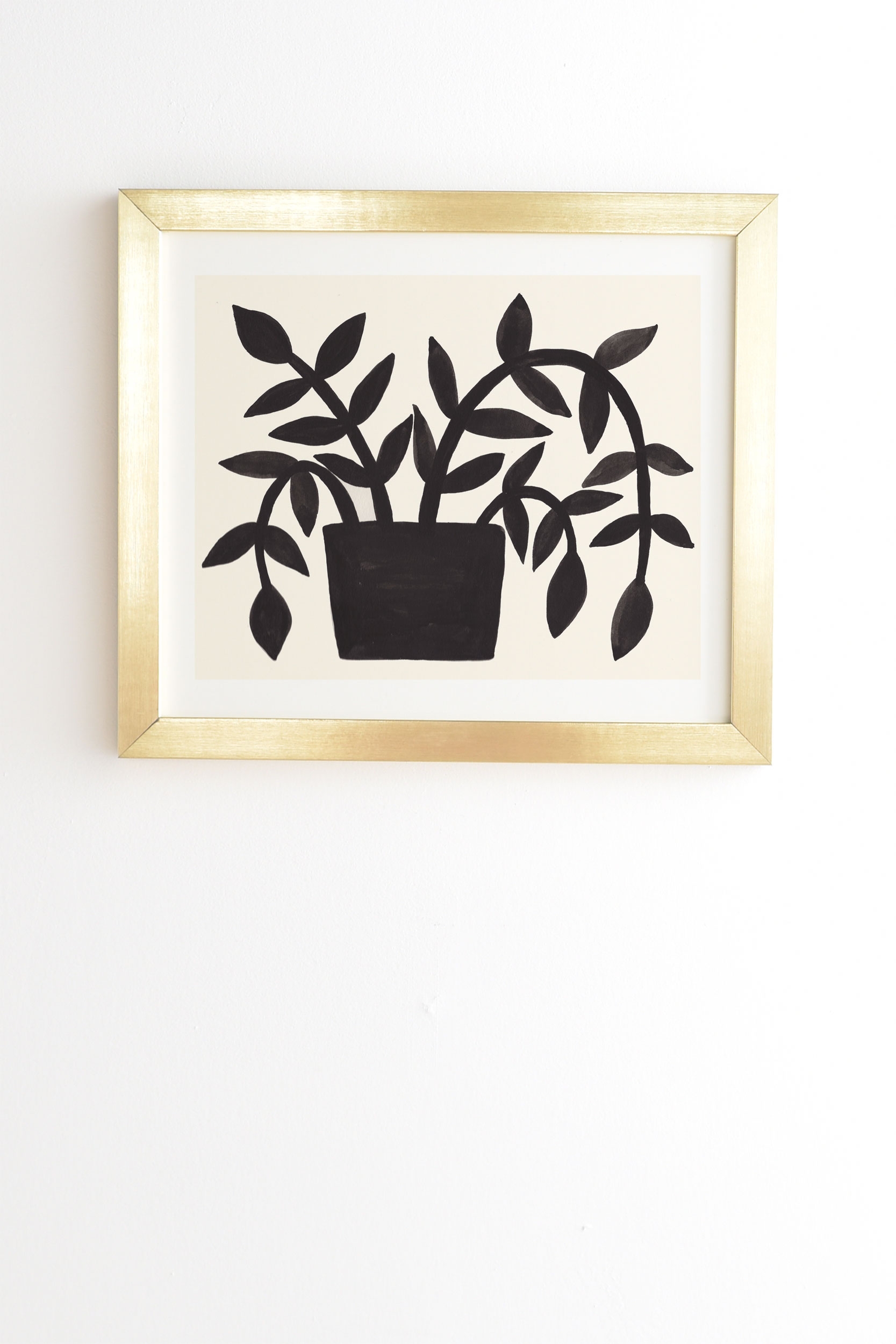 Black Painted Plant by Pauline Stanley - Framed Wall Art Basic Gold 30" x 30" - Image 0