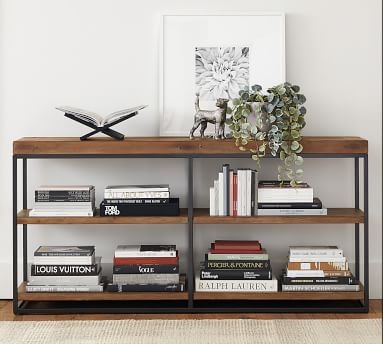 Malcolm Console Bookcase, Glazed Pine, 66.5"L x 32.5"H - Image 2