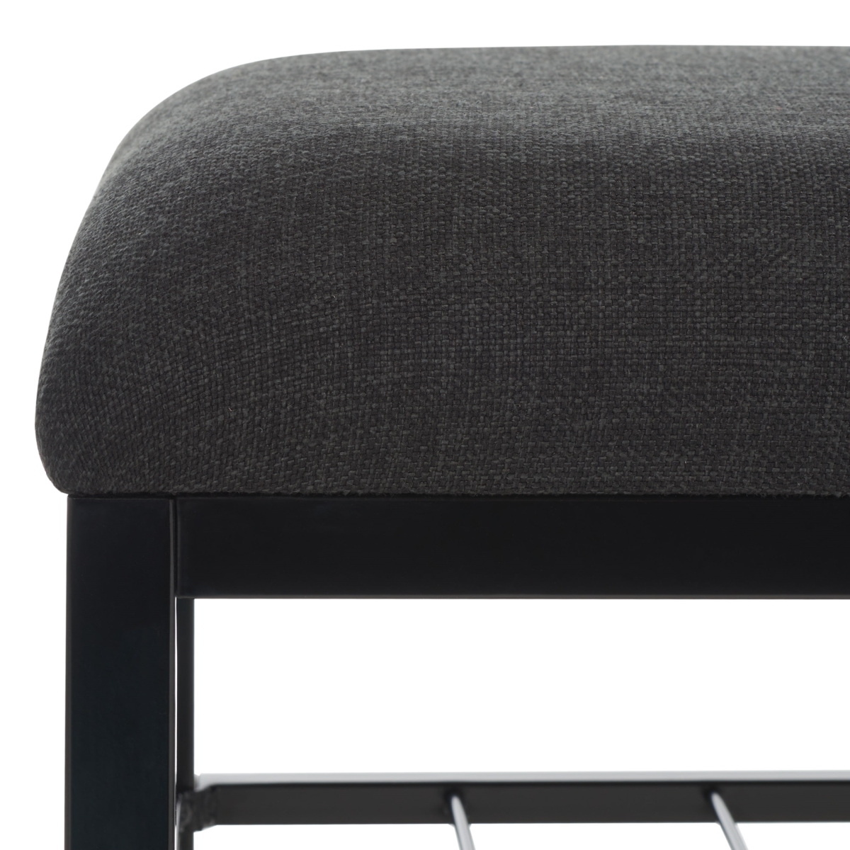 Milligan Open Shelf Bench With Cushion - Black - Safavieh - Image 2