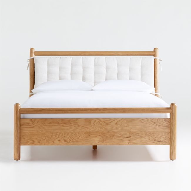Solano Queen Wood Bed with Headboard Cushion - Image 1