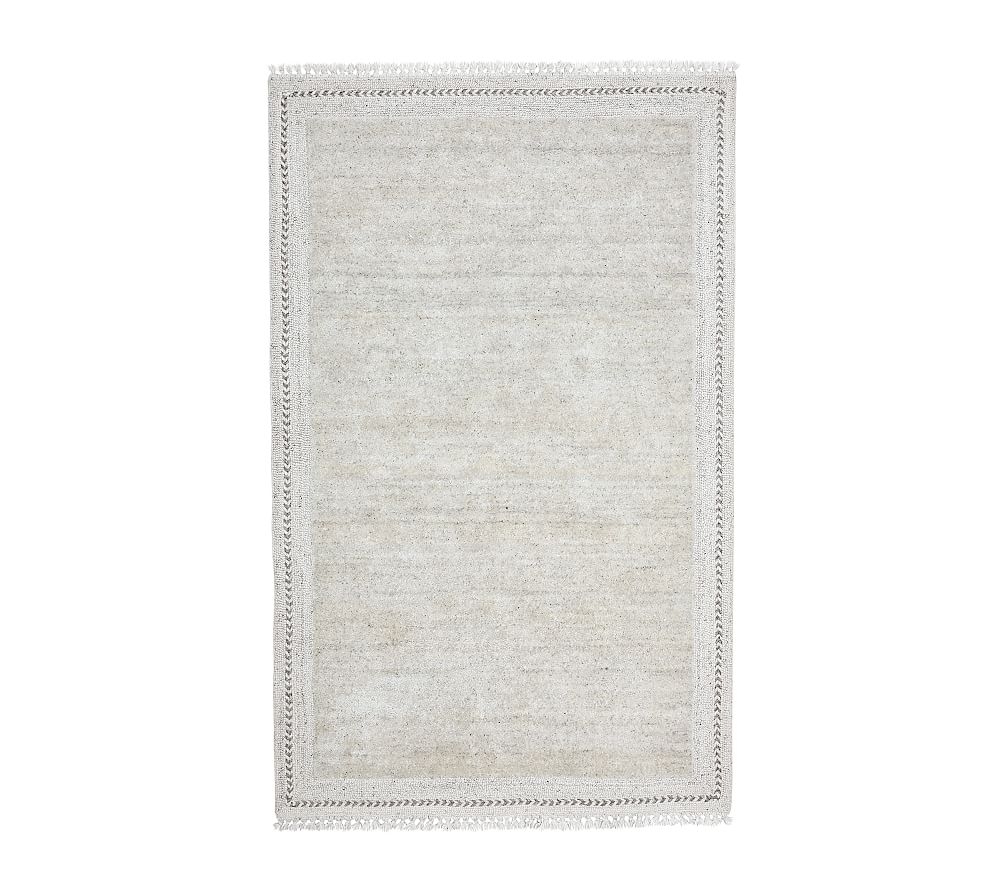 Stain Resistant Braided Border Rug, 3x5 Feet, Gray - Image 0
