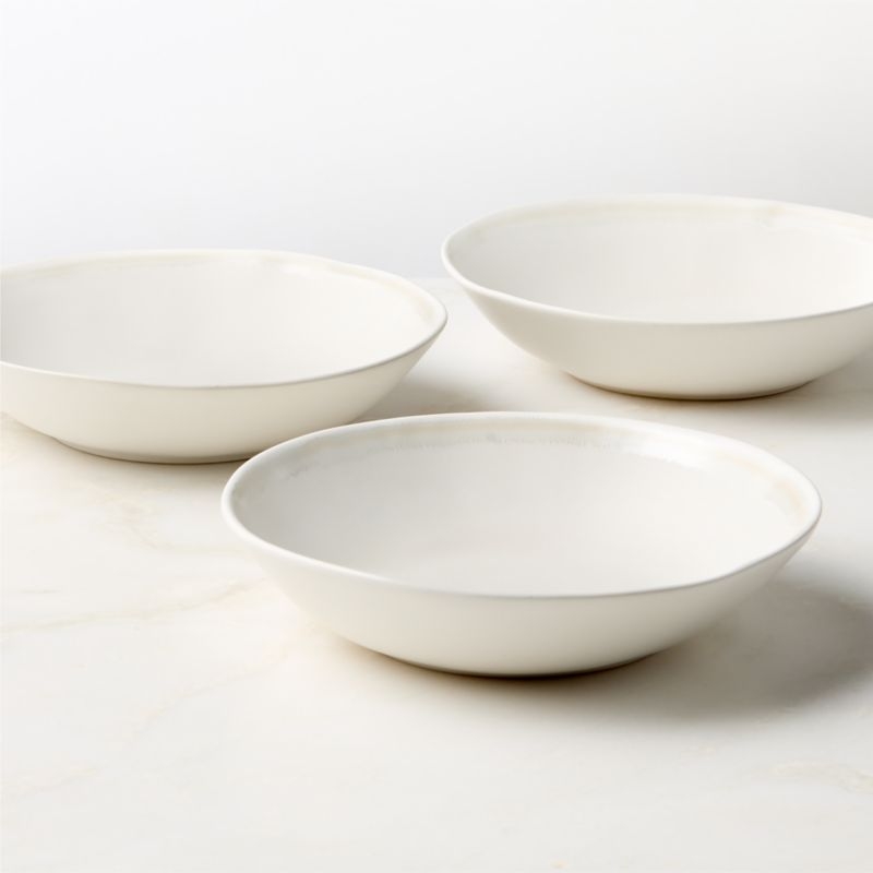 Hyacinth White Pasta Bowls with Reactive Glaze Set of 6 - Image 1