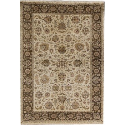 One-of-a-Kind Aberdeen Hand-Knotted Ivory/Brown 6'1" x 8'10" Wool Area Rug - Image 0