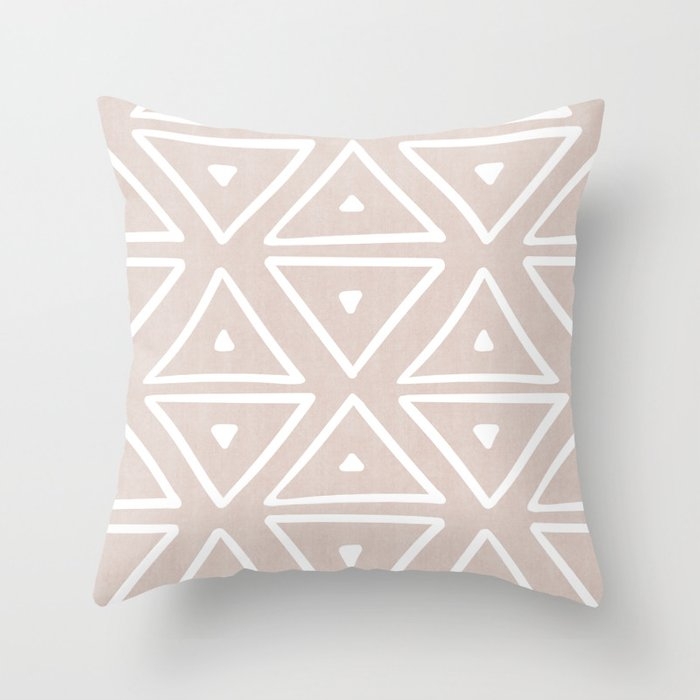 Big Triangles In Tan Throw Pillow by House Of Haha - Cover (16" x 16") With Pillow Insert - Outdoor Pillow - Image 0