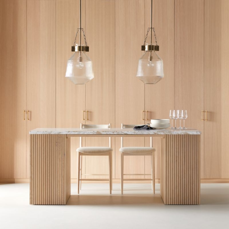 Batten 84" Natural Oak Wood Kitchen Island with Storage - Image 5