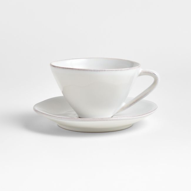 Marin 9.5-oz. White Stoneware Cappuccino Cup and Saucer - Image 0