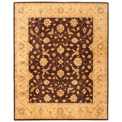 One-of-a-Kind Hand-Knotted New Age Oushak Dark Brown 6'7" x 8'3" Wool Area Rug - Image 0