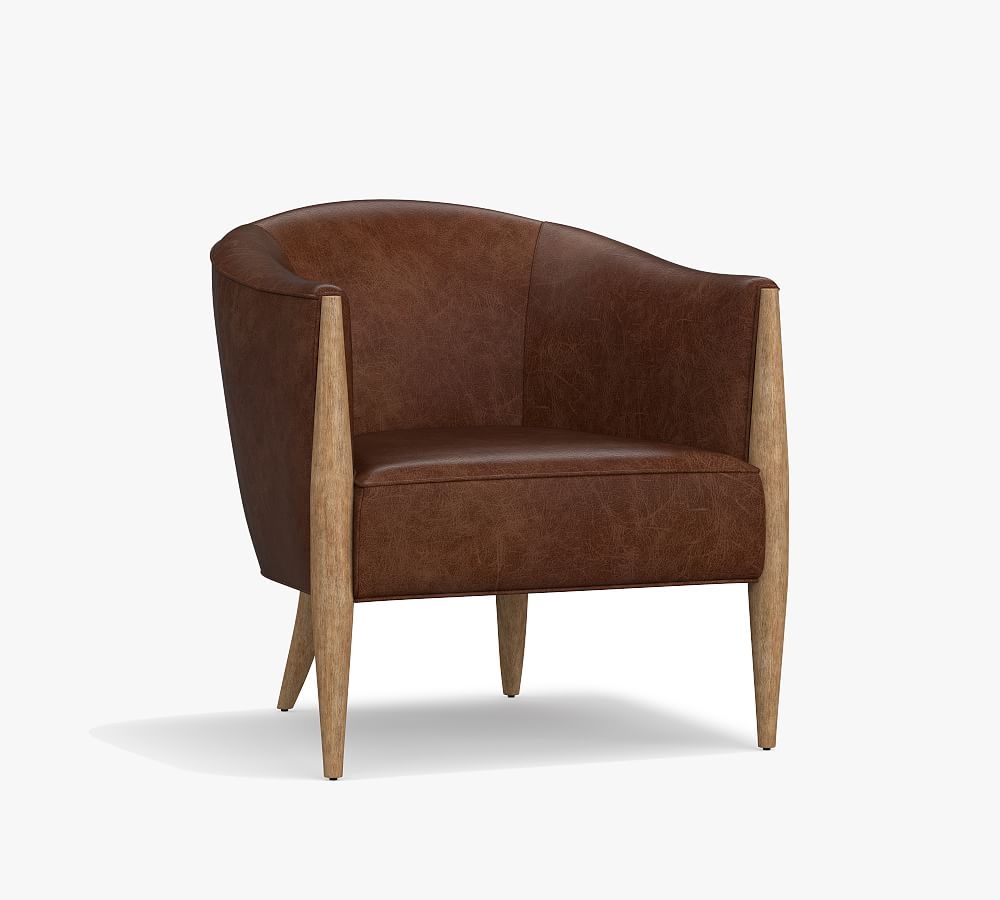 Grayton Leather Armchair, Polyester Wrapped Cushions, Churchfield Ebony - Image 0