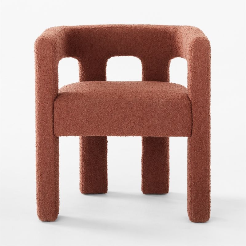Stature Terracotta Red Boucle Dining Armchair - Image 1