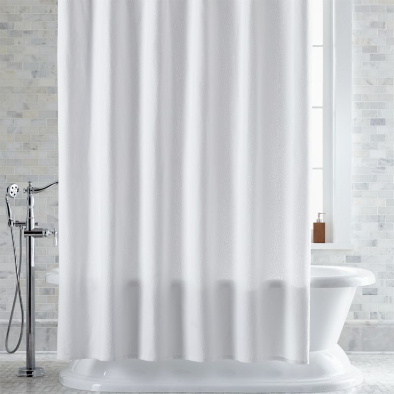Extra-Long Organic Cotton Pebble Matelassé White Shower Curtain - Image 7