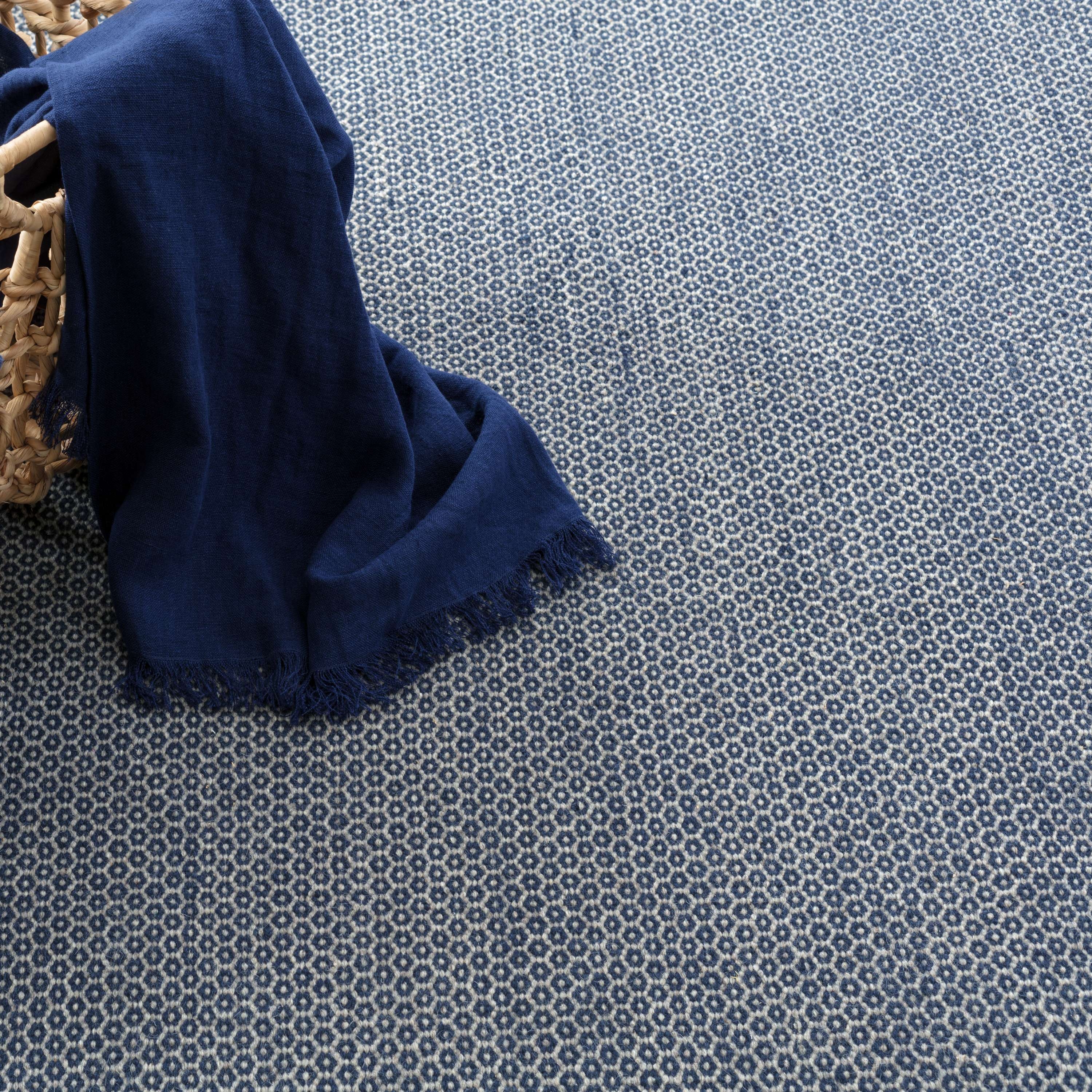 Honeycomb Indigo/Grey Handwoven Wool Rug - Image 1
