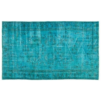 One-of-a-Kind Hand-Knotted 1960s Turkish Blue 4'6" x 7'9" Wool Area Rug - Image 0