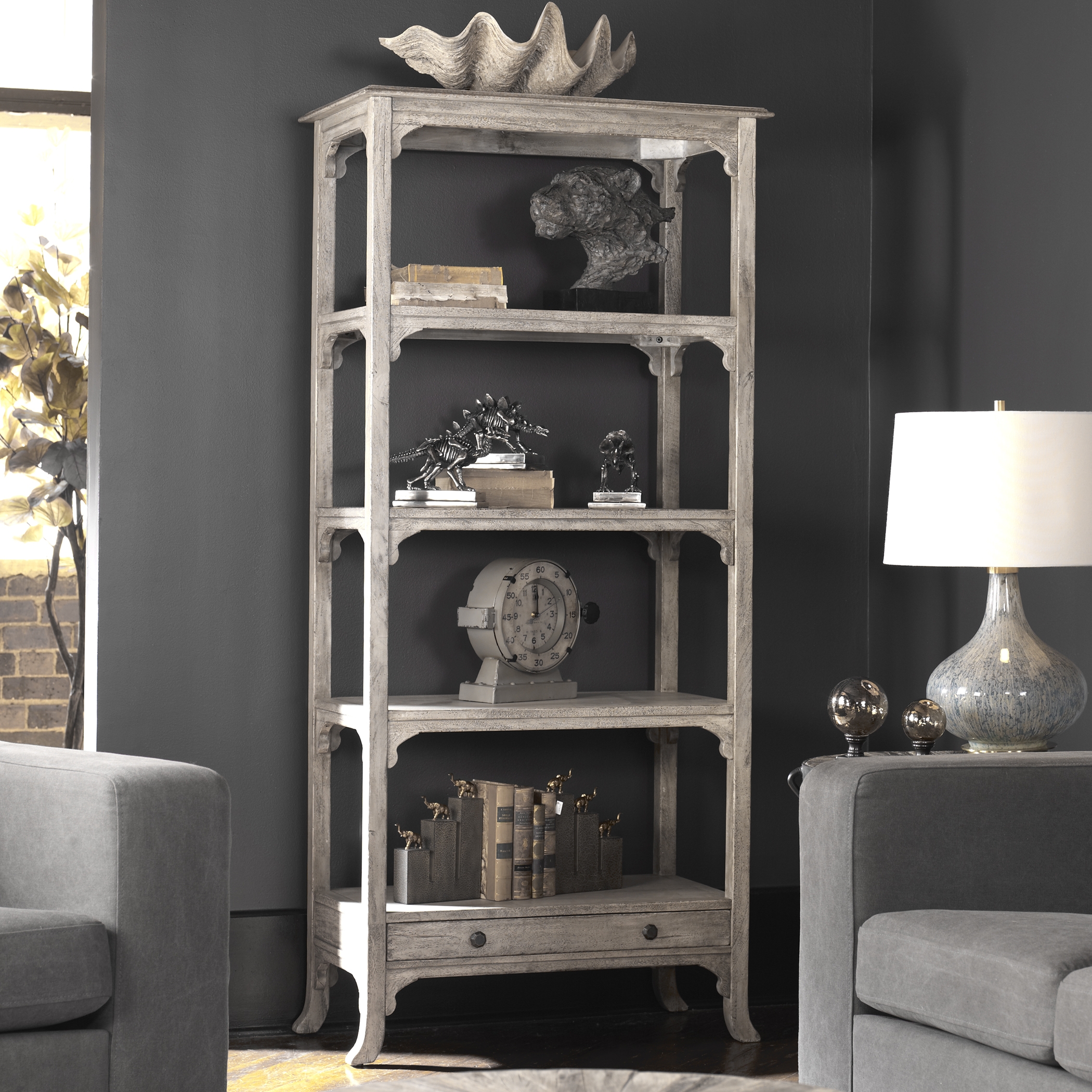 Bridgely Aged White Etagere - Image 1