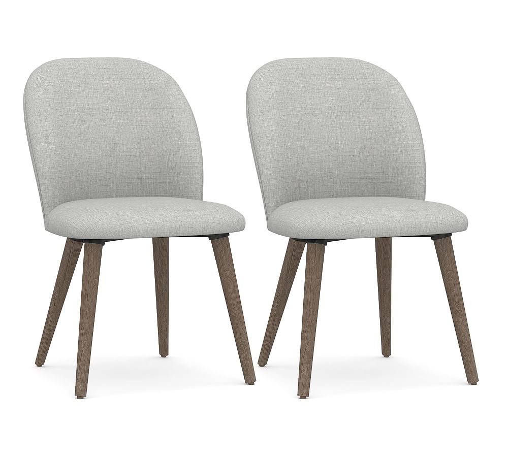 Brea Upholstered Dining Side Chair, Gray Wash Leg, Basketweave Slub Ash, Set of 2 - Image 0