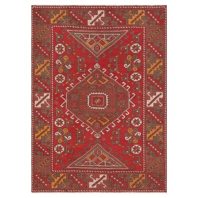 One-of-a-Kind Hand-Knotted 1960s Red/Brown/Yellow 4'2" x 5'8" Area Rug - Image 0