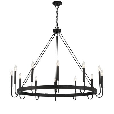 Allegra 12 - Light Candle Style Wagon Wheel Chandelier - Image 0