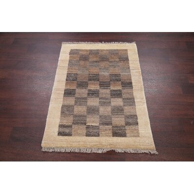 One-of-a-Kind Legrand Hand-Knotted New Age Beige/Brown 2'9" x 3'10" Wool Area Rug - Image 0