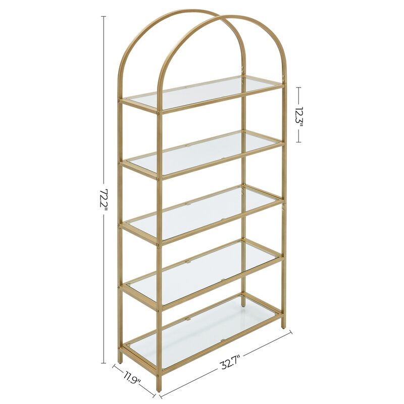 Kendra 72.2'' H x 32.7'' W Steel Etagere Bookcase - Image 4