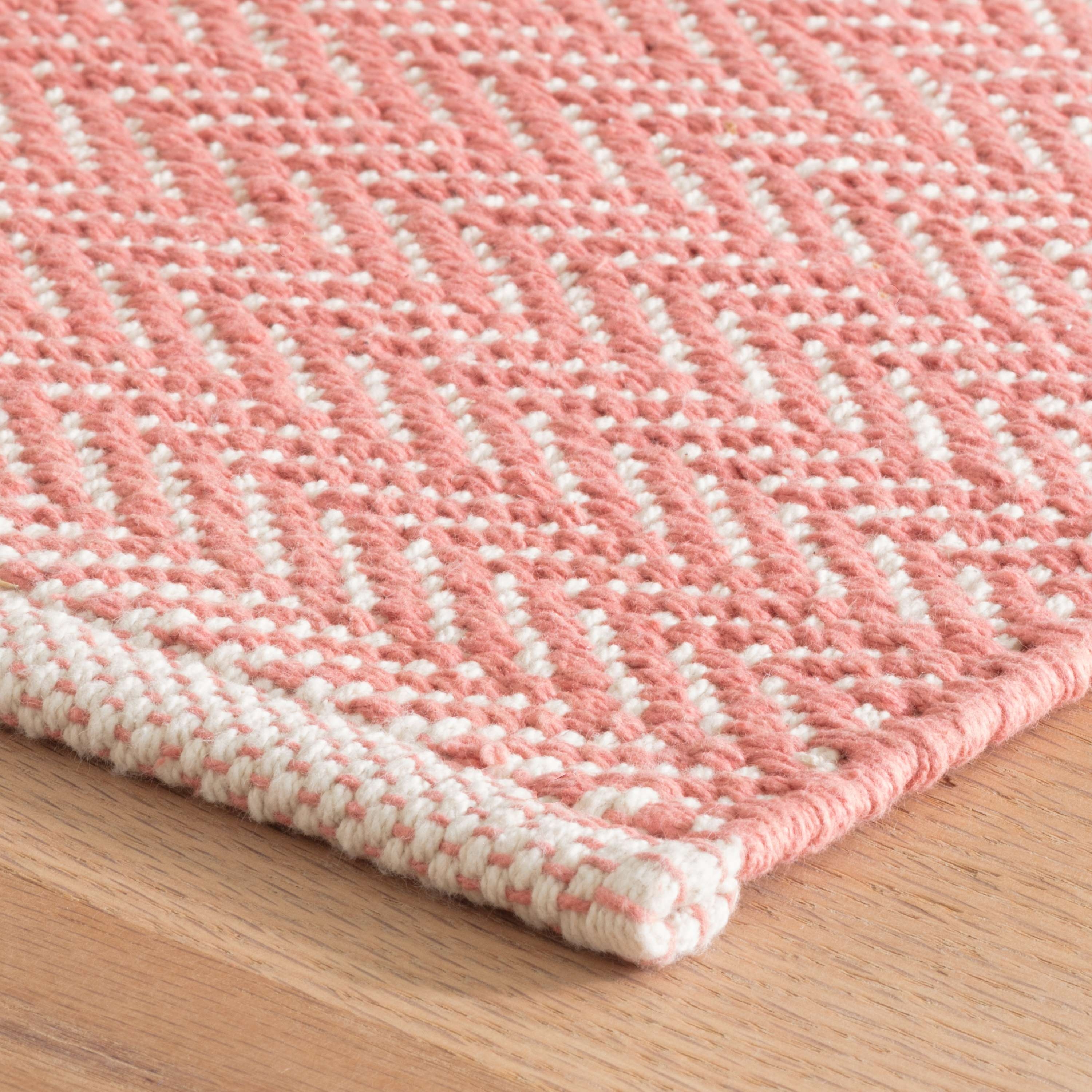 Herringbone Coral Handwoven Cotton Rug - Image 3