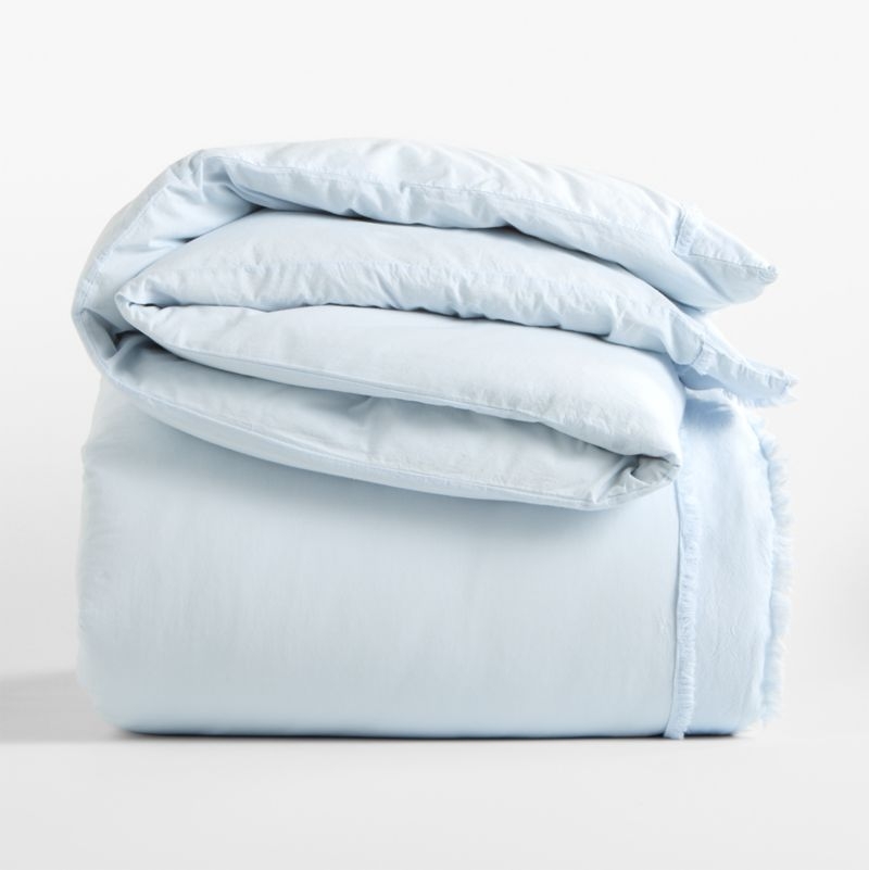 Favorite Washed Organic Cotton Pale Blue King Duvet Cover - Image 4