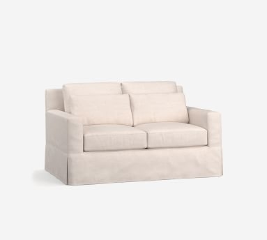 York Square Arm Slipcovered Deep Seat Loveseat, Down Blend Wrapped Cushions, Performance Twill Cadet Navy - Image 2