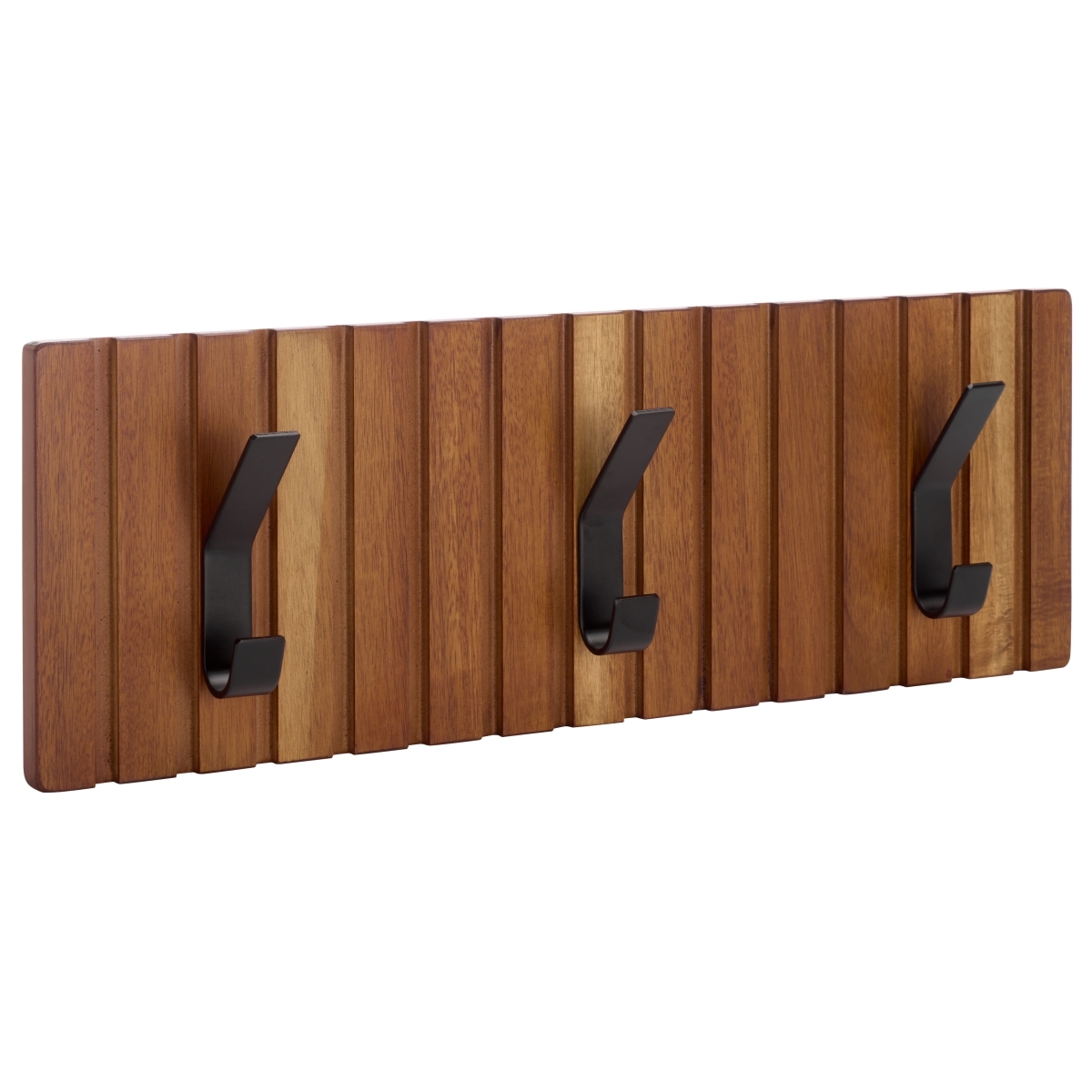 Fraizer 3 Hook Wall Mounted Coat Rack - Natural Acacia / Black - Image 1