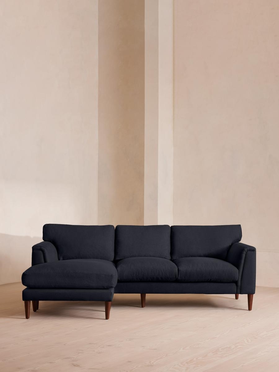 Reya Chaise-end Sofa, Linen, Indigo, US - Image 0