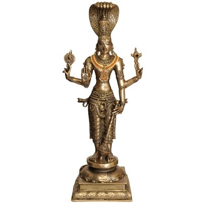 Large Size Chaturbhuja Vishnu Wearing A Beautiful Necklace - Image 0