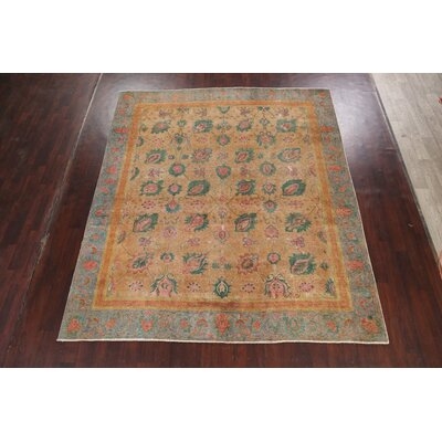 Antique Floral Distressed Tabriz Persian Design Area Rug Hand-Knotted 9X9 - Image 0