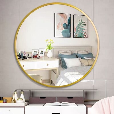 28" Wall Circle Mirror Large Round Gold Farmhouse Circular Mirror For Wall Decor - Image 0