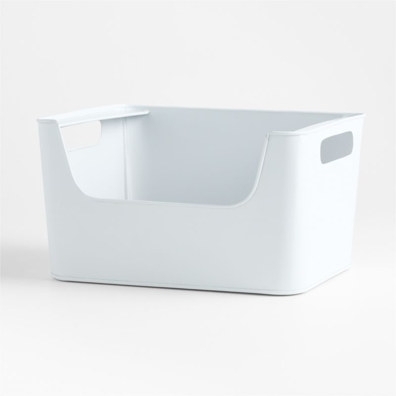 Small White Metal Stacking Storage Bin - Image 0