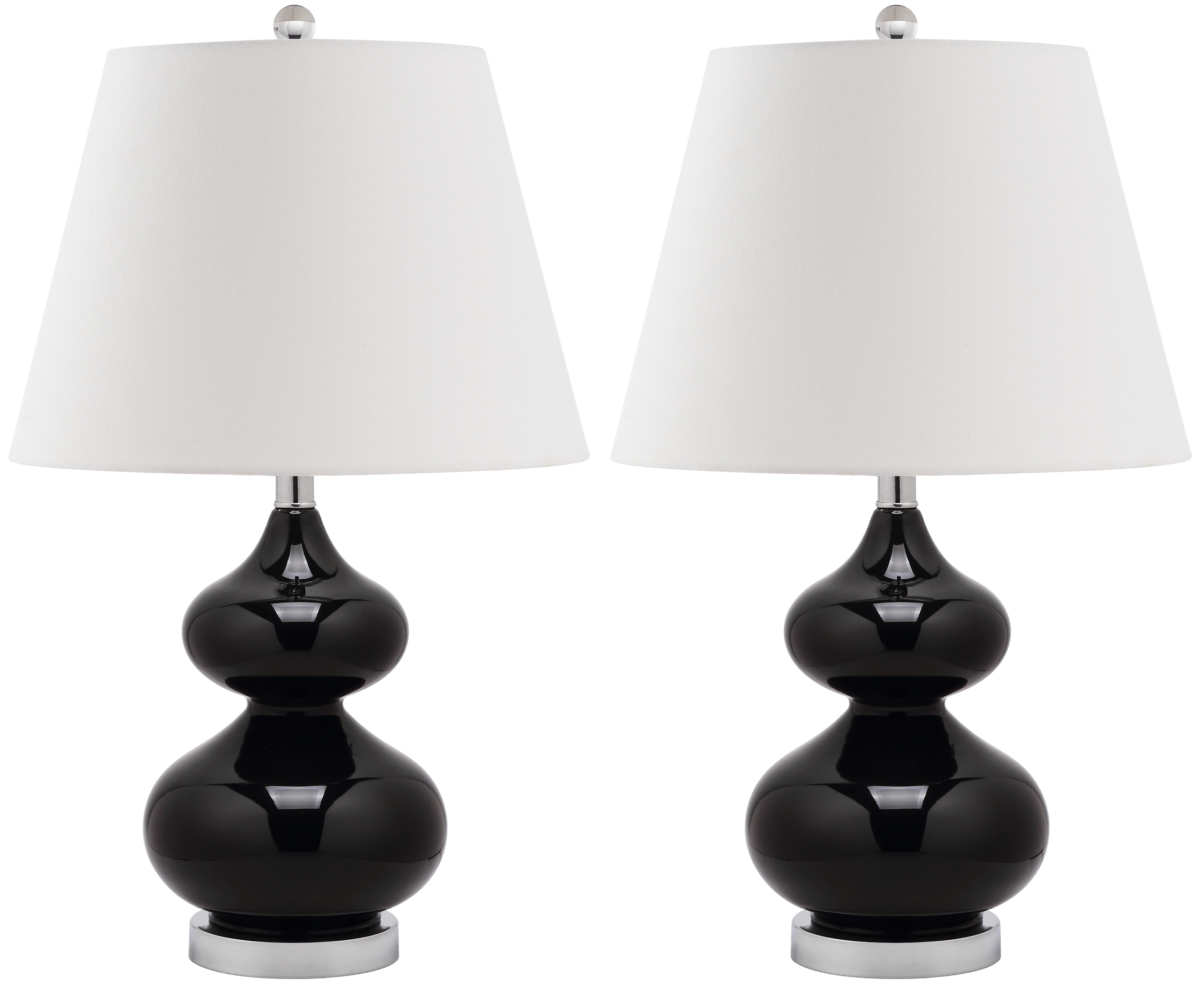 Eva 24-Inch H Double Gourd Glass Table Lamp - Black - Safavieh - Image 0