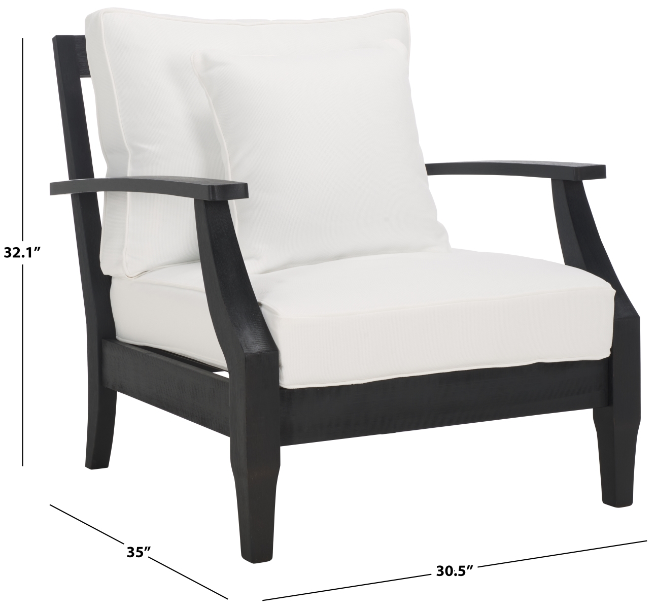 Martinique Wood Patio Armchair - Black/White - Image 7