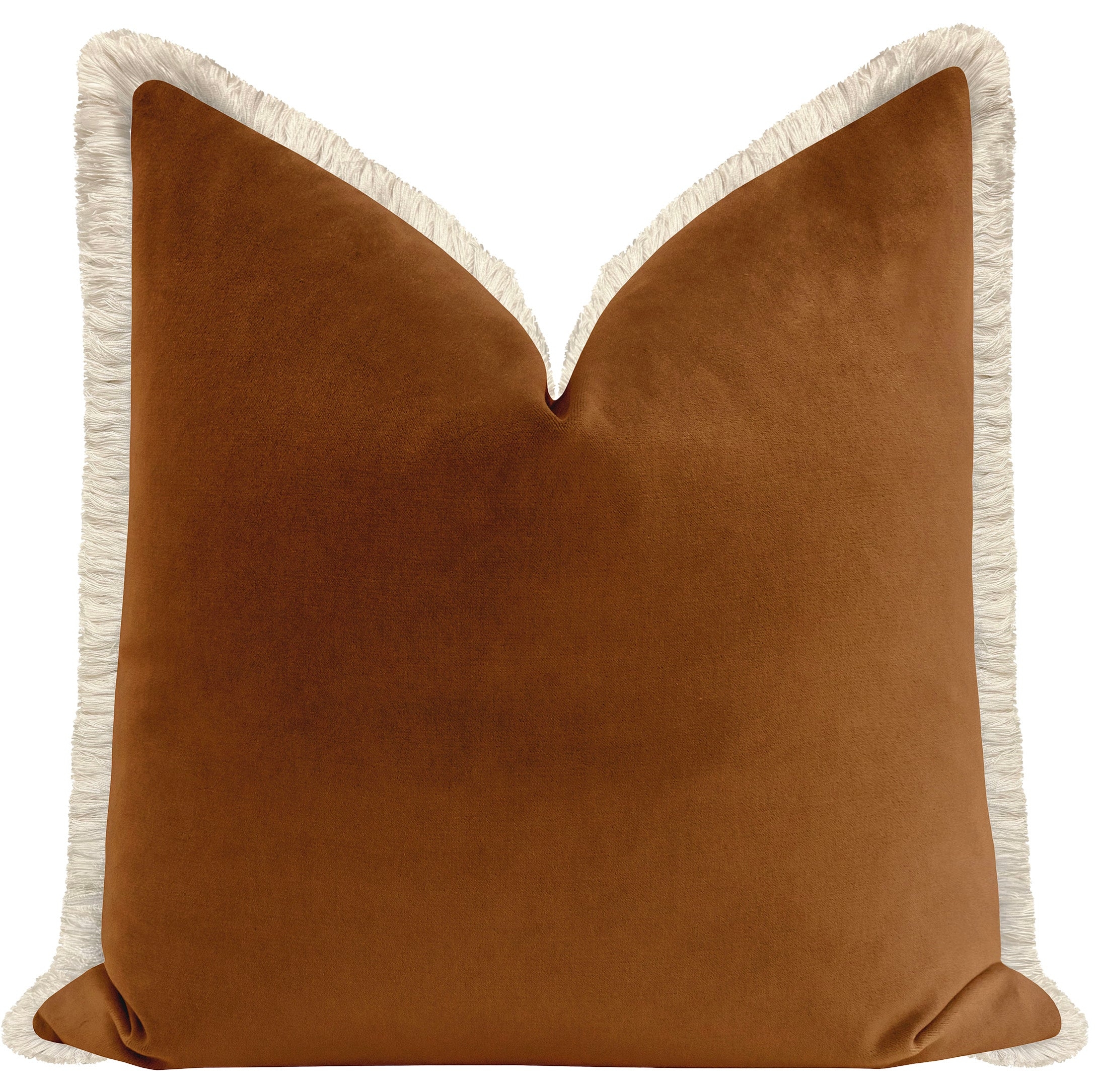 SOCIETY VELVET // COGNAC + FRINGE - Sample 4" X 4" / Natural Fringe - Image 0