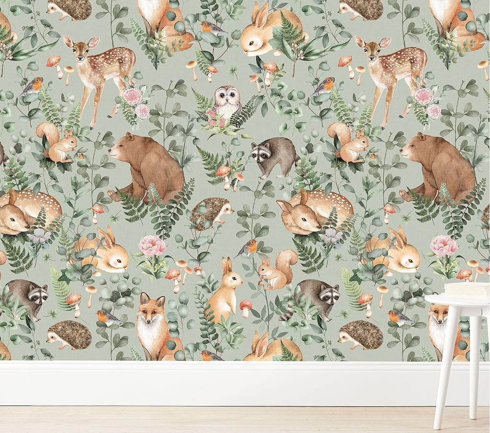 Wallpaperie Woodland Storybook Pre-Pasted Wallpaper, Sage - Image 0