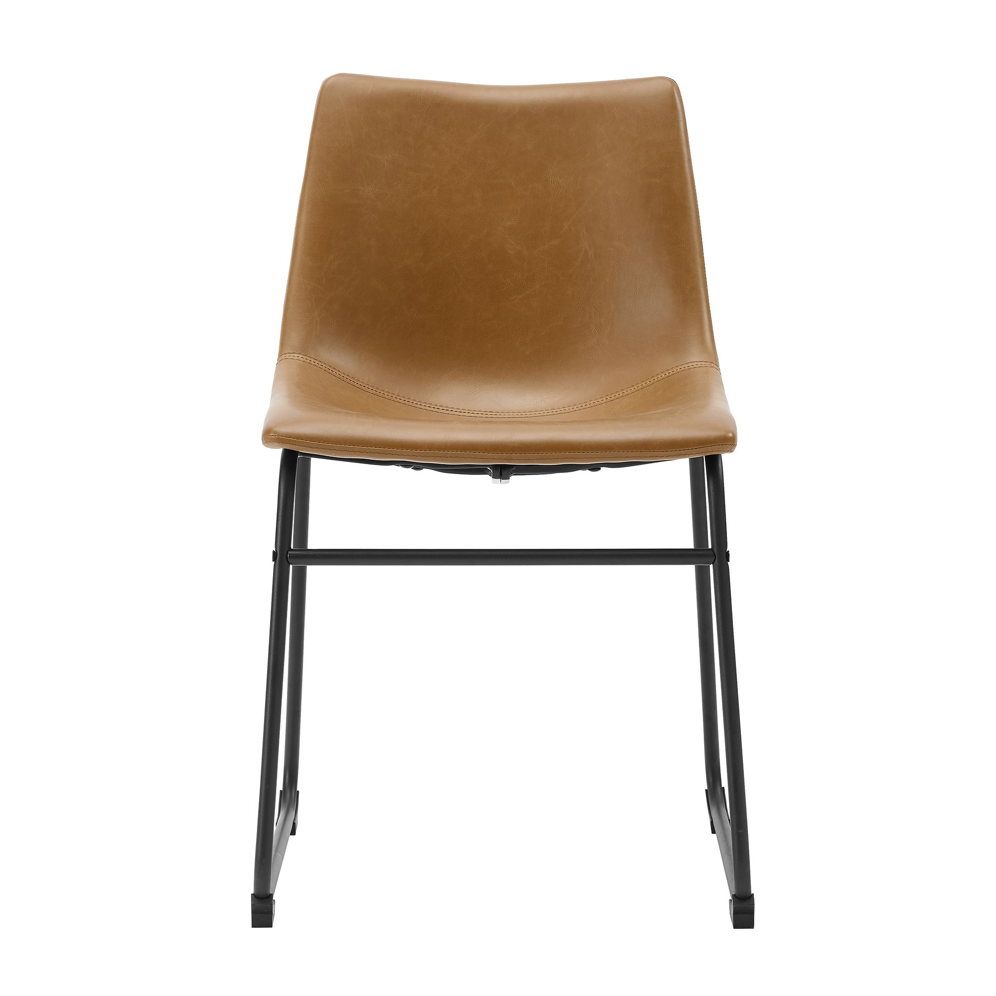 18" Industrial Faux Leather Dining Chair, Set of 2 - Whiskey Brown - Image 1