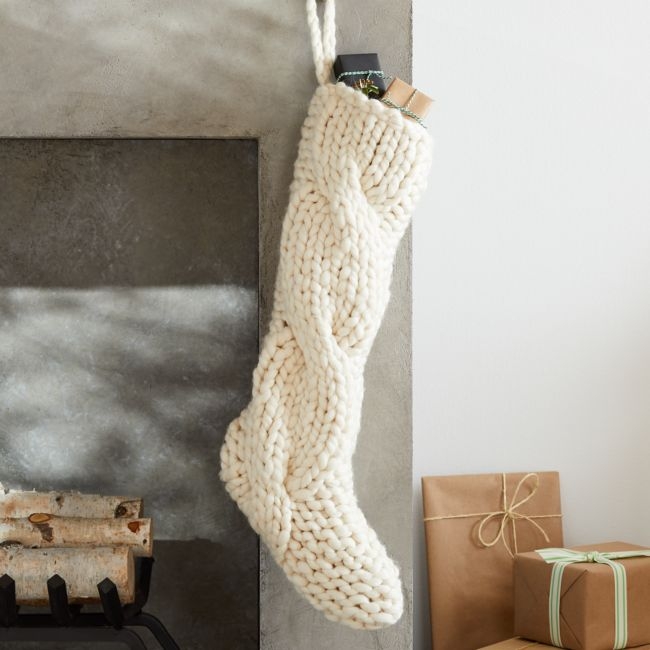 Cozy Ivory Cable Knit Christmas Stocking - Image 1