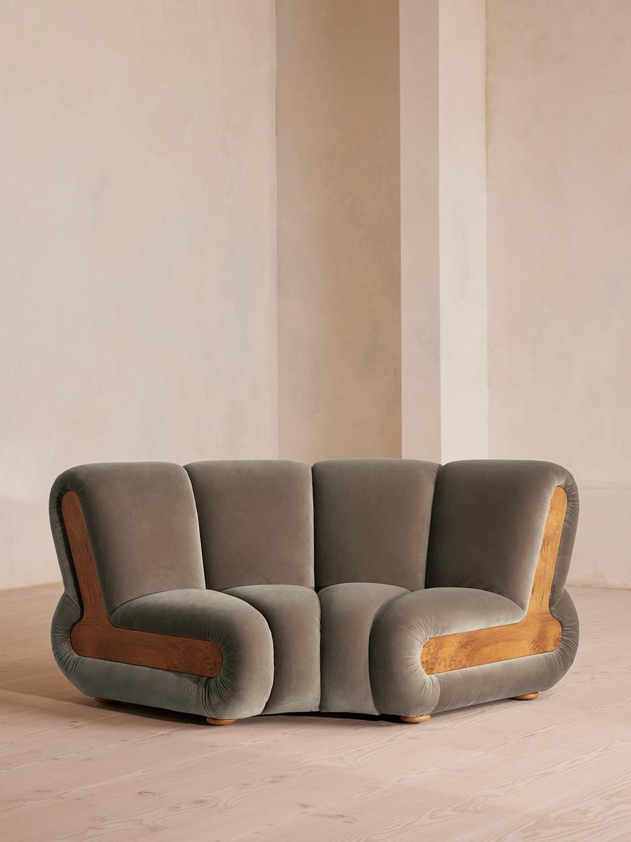 Noelle Sectional Curved Armchair, Velvet Taupe, US - Image 0