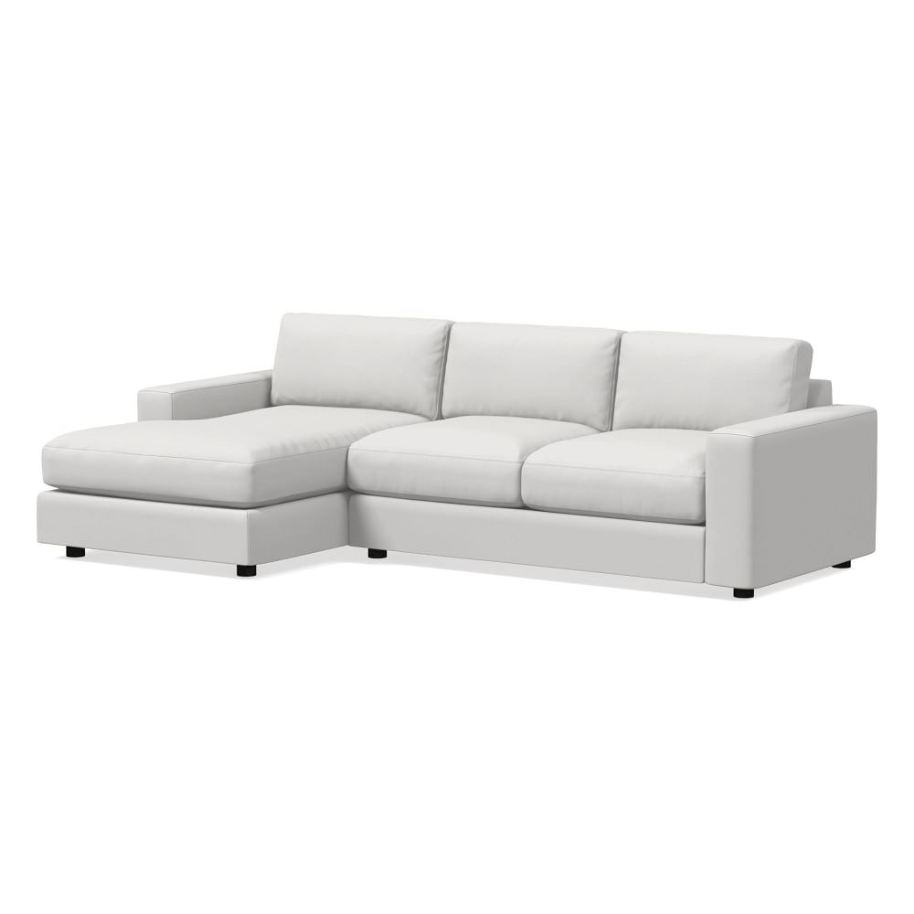 Urban 106" Left 2-Piece Chaise Sectional, Performance Washed Canvas, White, Down Blend Fill - Image 0
